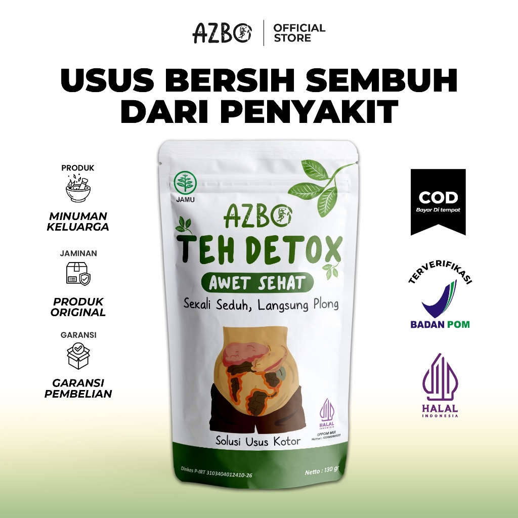 

( PROMO ) AZBO TEH DETOX Usus Bersih Sembuh dari Penyakit, Sembelit dan Pelancar BAB Paling Ampuh