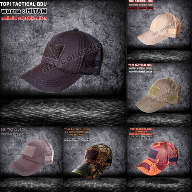 Topi Army BDU Tactical - Topi Loreng Velcro Airsoft Outdoor - TNI AD - TNI AU - TNI AL - KOSTRAD -