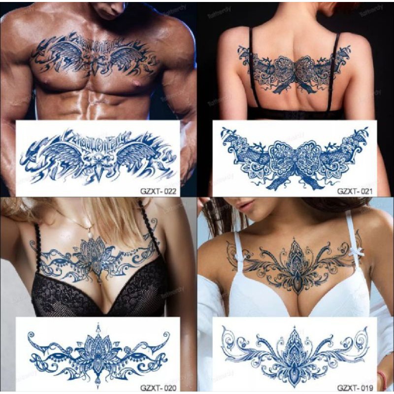 tato temporer semi permanen dada punggung