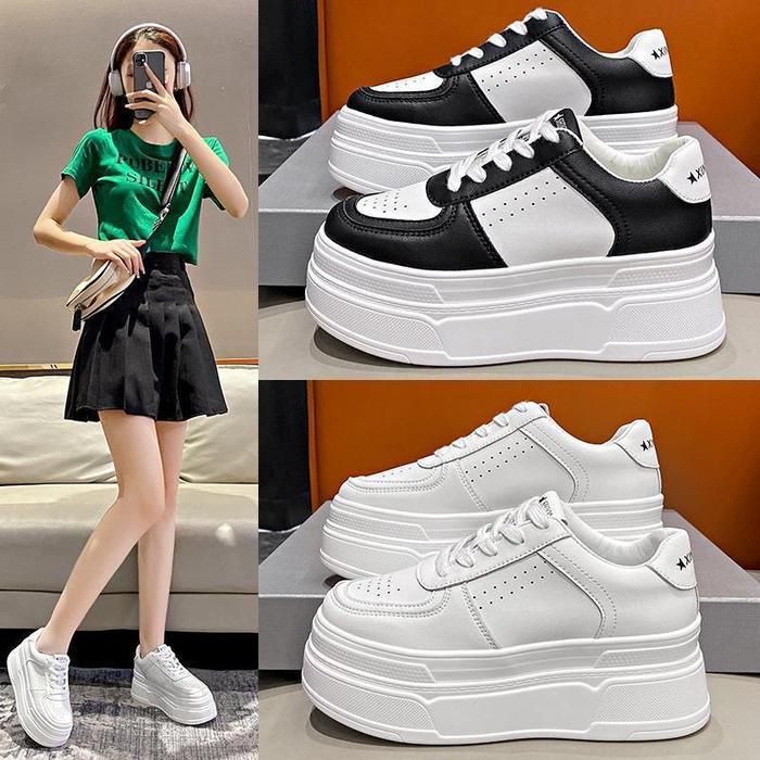 [YZL] 1570 SEPATU WANITA SNEAKER 7 CM D-6 TINGGI PUTIH KEKINIAN ELEGAN CANTIK KEREN TREN KOREA