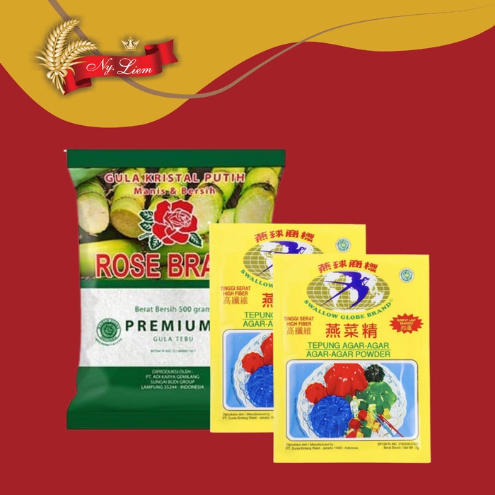 

HJK Paket ROSE BRAND Gula Pasir 1 kg + SWALLOW Agar Plain 2 x 7 gr