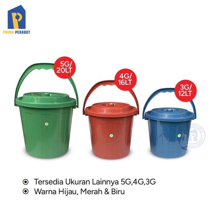 New Ember Gagang 20 Liter Ember Air Plastik s Warna Tutup 5GL Berkualitas