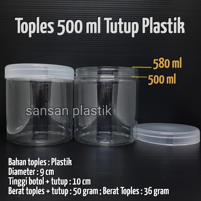 Toples plastik 500ml tabung / toples 500ml tabung / toples 500ml
