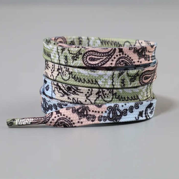 Top Warp Laces Colorful Paisley Red / Blue Green Shoelaces Tali Sepatu Terlaris