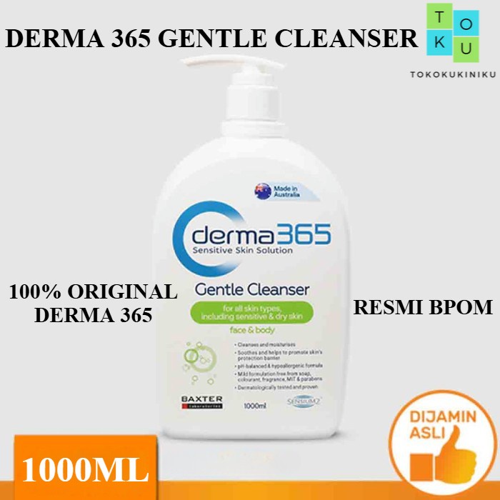 ORIGINAL BPOM DERMA 365 DERMA365 GENTLE CLEANSER 1000ML FACE BODY SABUN MANDI