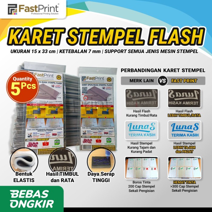 

KARET SPON BUSA STEMPEL FLASH WARNA 15X33 CM ISI 5 LEMBAR