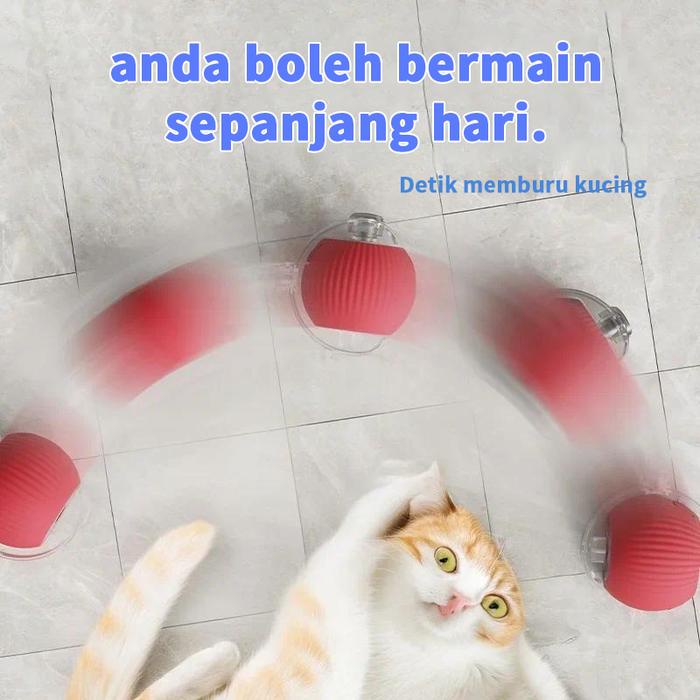 Mainan Haiwan Peliharaan Elektrik, Tovs Kucing Pintar, Bola Bergolek Automatik, Ekor Palsu, Boleh