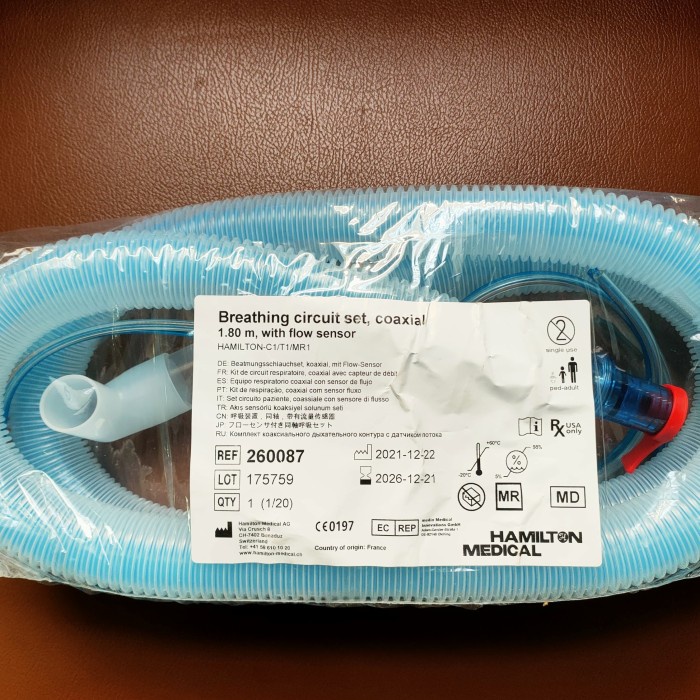 Breathing Circuit Hamilton Single Use With flow sensor