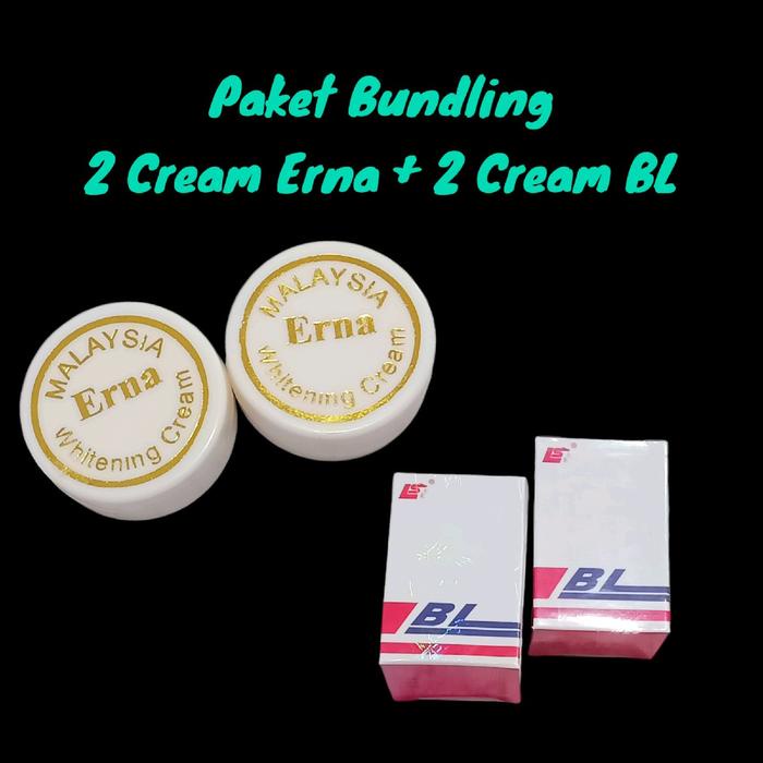 New Bundling 2 Pcs Salep Cream BL Asli dan 2 Cream Erna Malaysia Bibit Pemutih Memutihkan Lotion