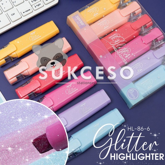 

ATKJaya- Joyko Highlighter Glitter HL-86-6 / Penanda Berwarna Glitter SET 6