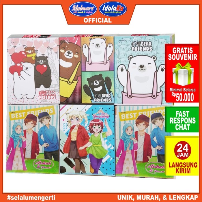 

ATKJaya- IDOLMART Buku Tulis OKEY isi 58 Lembar 1 Pack Isi 10 Buku Buku Kwarto