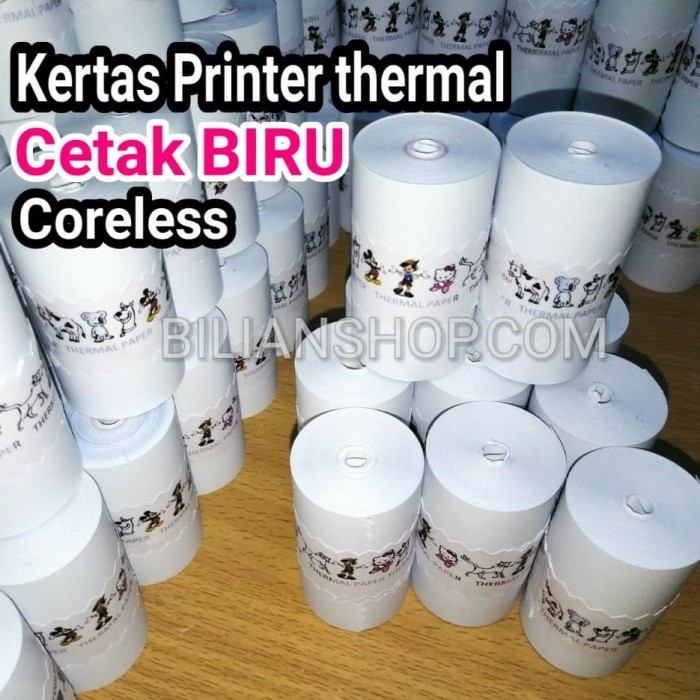 

ATKJaya- Kertas Printer Thermal Roll 58x30 57x30 Cetak Biru CORELESS 10roll