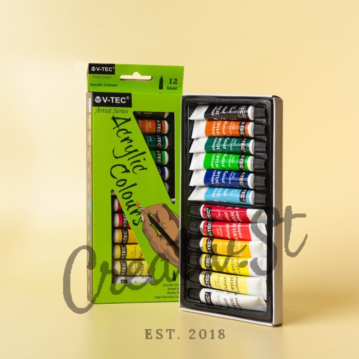 

ATKJaya- Cat Acrylic 12 Warna V-Tec Acrylic Paint Set
