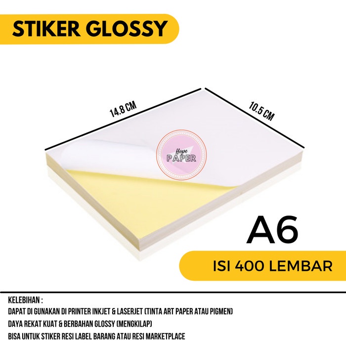 

ATKJaya- Kertas Stiker Cromo Glossy A6 isi 400 lembar - Lintec / Kertas Sticker