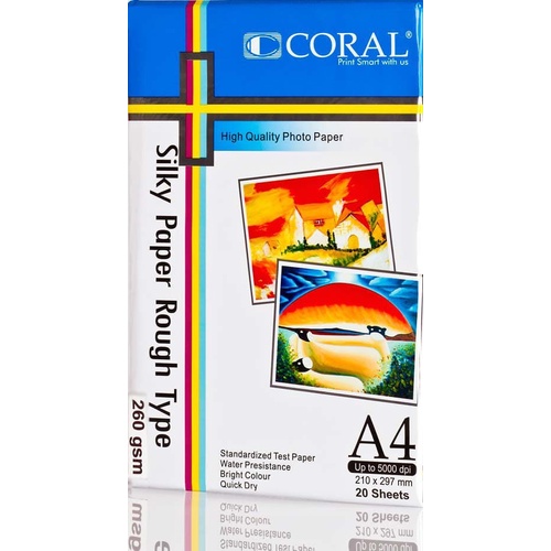 

ATKJaya- Kertas Foto Coral A4 Silky Paper Rough Type 260gr