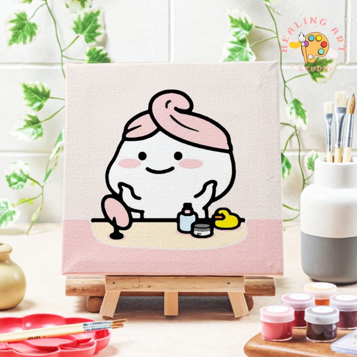 

ATKJaya- Paint by number pentol stay at home canvas 20x20 cm painting kit