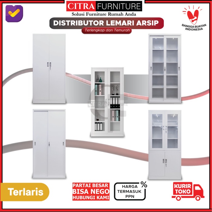 

ATKJaya- SHUMO Lemari Arsip Besi Kantor 2 Pintu White Filling Cabinet Metal