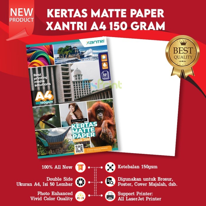 ATKJaya- Kertas Matte Paper Double Side A4 150gsm 50 Sheets Kertas Matte 150gr
