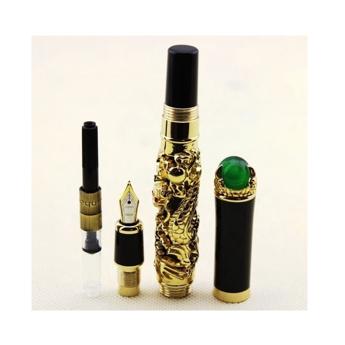 

GOLDEN DRAGON KING PLAY PEARL FINE 18KGP NIB FOUNTAIN PEN BLACK