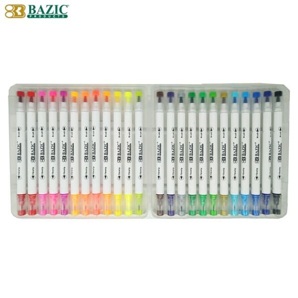 

BAZIC 24 COLORS DUAL TIP BRUSH MARKERS - SPIDOL 24 WARNA