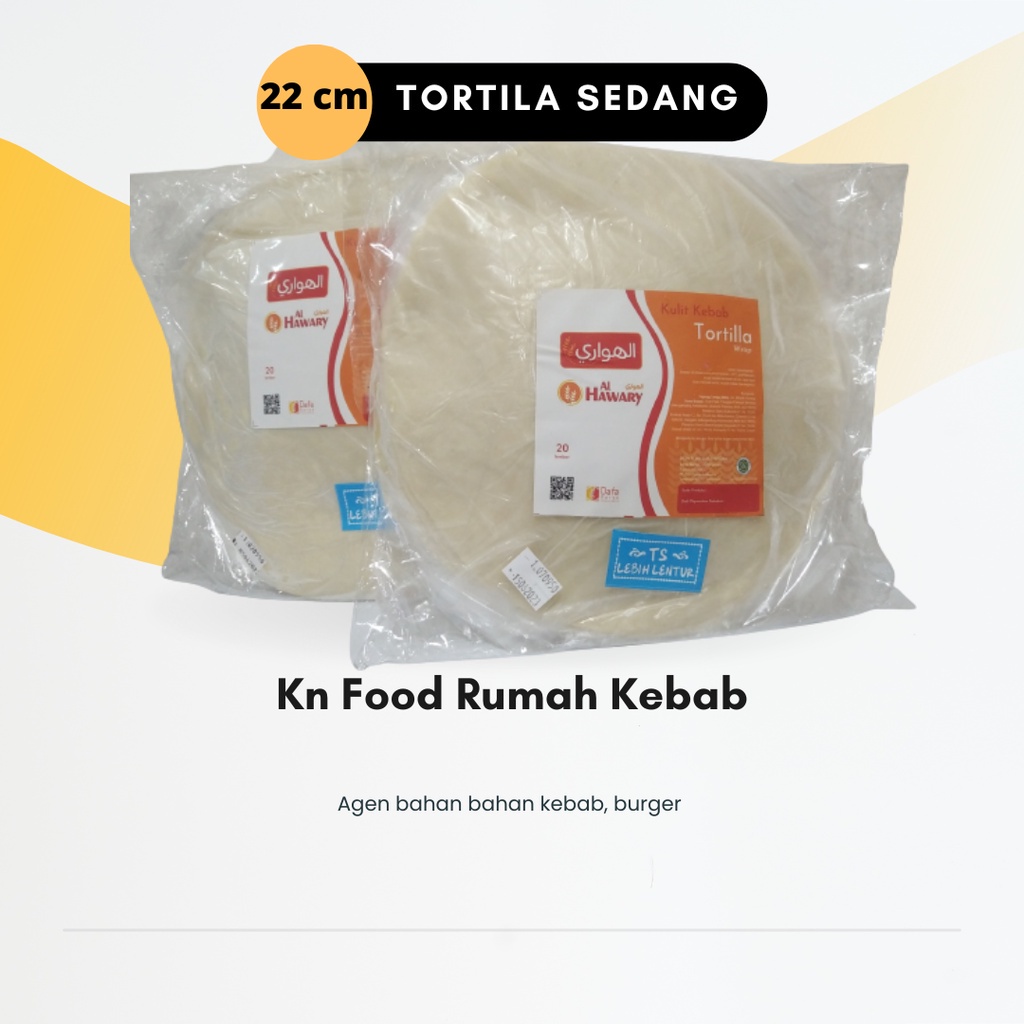 

Tortila Kebab AL HAWARY ukuran sedang- Kulit Kebab diameter 22 cm isi 20 -Tortila Sedang AL HAWARY