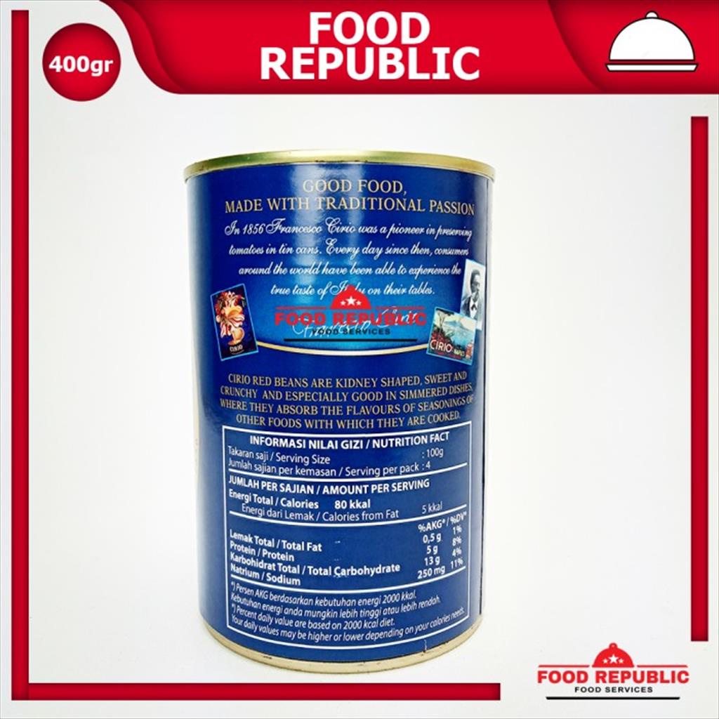 

CIRIO RED KIDNEY BEANS 400 GR KACANG MERAH DALAM LARUTAN GARAM KALENG
