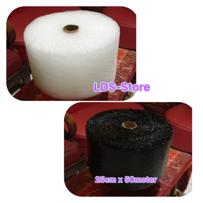

SOUVEN- Bubble Wrap plastik hitam / putih ukuran 25cm x 50meter