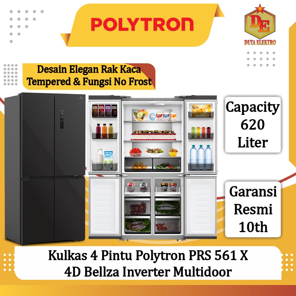 Kulkas 4 Pintu Polytron PRS 561 X 4D Bellza Inverter Multidoor