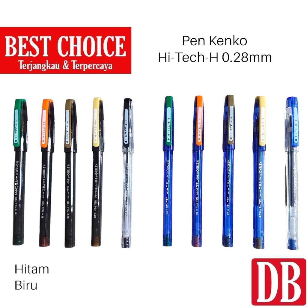 

Gel Pen / Pulpen Hitech / Hi-tech Kenko 0.28mm Hitam/Biru (12 Pcs)