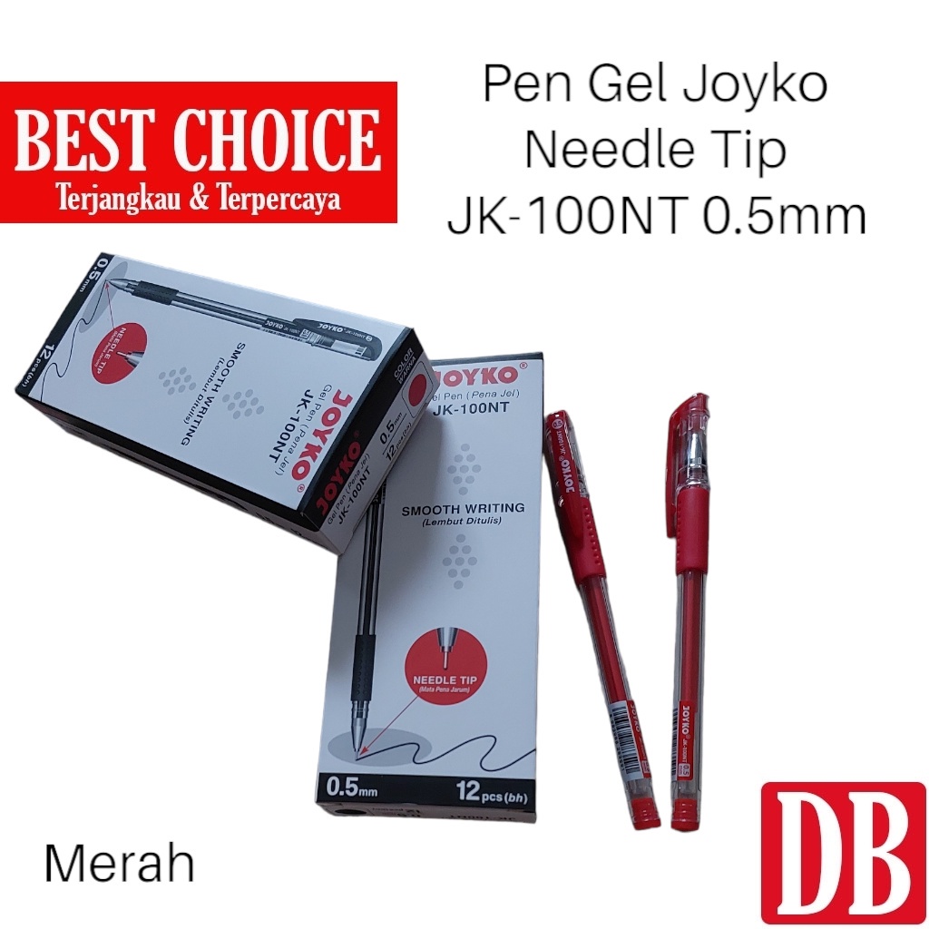 

Gel pen / Pulpen Joyko JK100 & JK100NT 0.5mm Hitam/Biru/Merah (12 pcs)