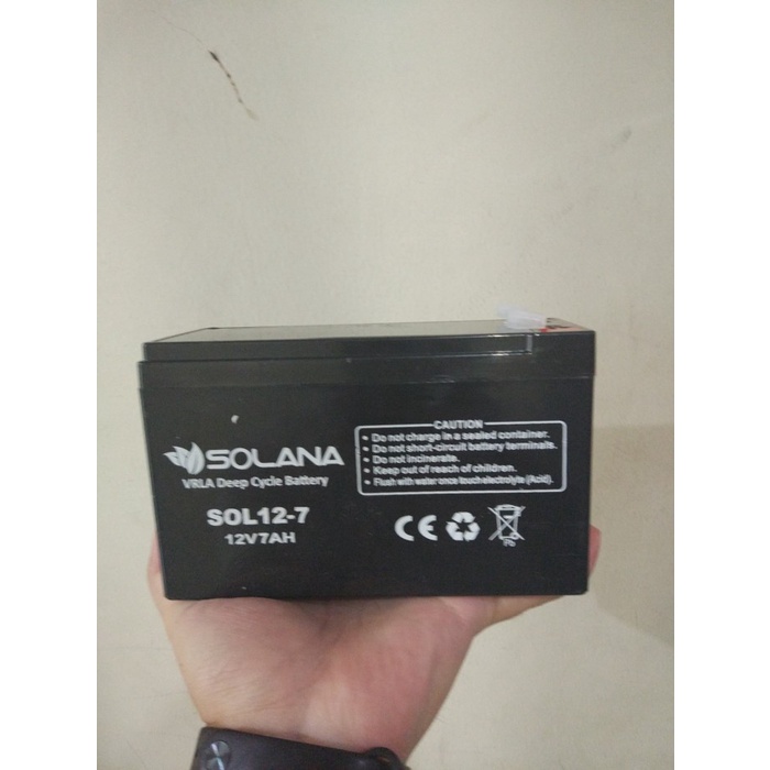 baterai aki kering ups vrla MF solana 12v 12 v 7ah 7 ah