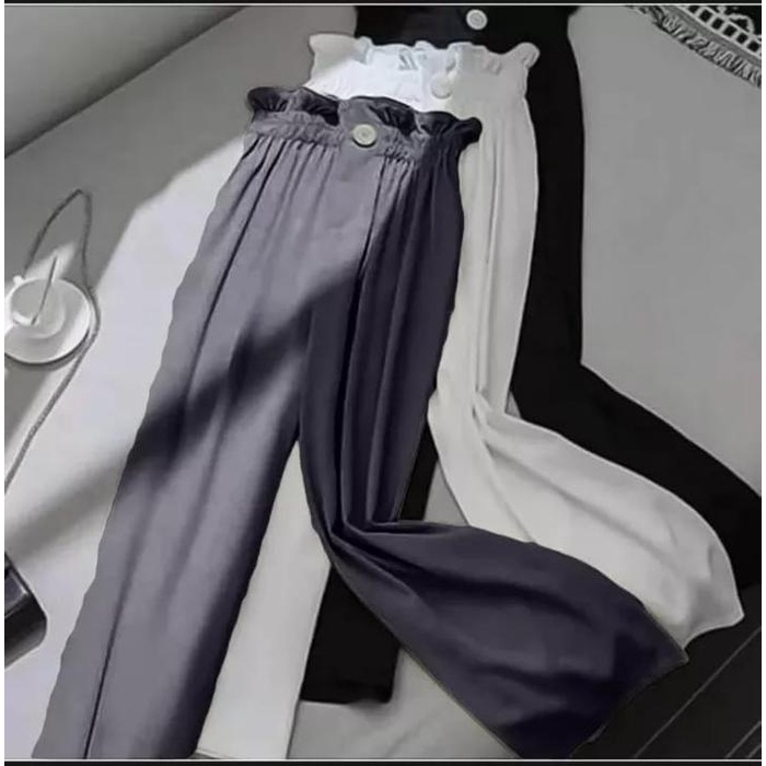 KeCe CELANA WANITA KULOT KERUT SUSUN PANJANG KANCING DEPAN- BAWAHAN PAKAIAN CEWE NYAMAN DI GUNAAN