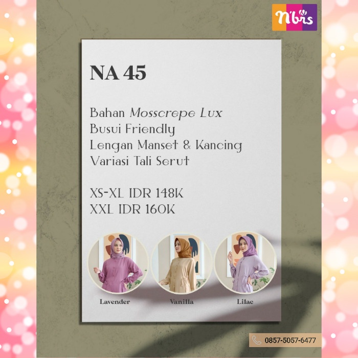 Beragam Nibras Atasan Na 45 Warna Ungu Lilac Baju Tunik Blouse Kerja Kantoran Asd8