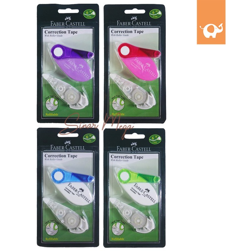 

Faber Castell Correction Tape SR-506 With Roller Guide FREE REFILL / Tip Ex Kertas Berkualitas