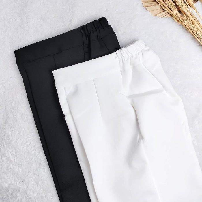 KeCe CELANA KULOT SCUBA PUTIH DAN HITAM Karet Melar Panjang Wanita Basic Dewasa Bawahan Scuba Nyaman