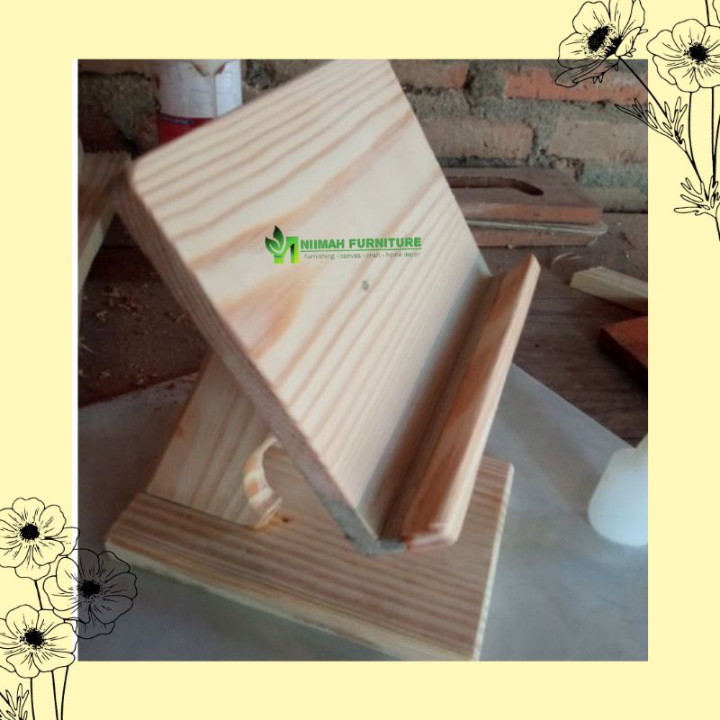 Ready Dock Kasir Ipad Tablet Kayu Jati Belanda / Wooden Holder Ipad / Stand Tablet Ipad