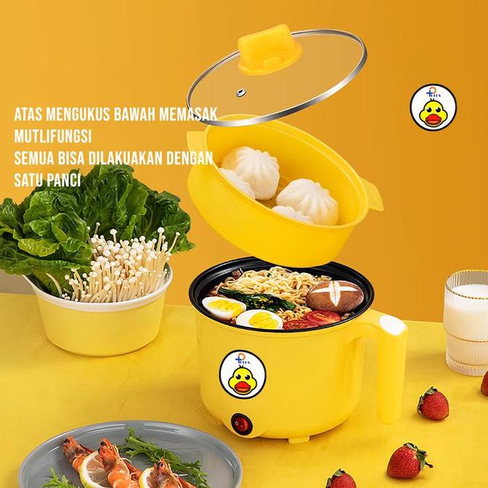 Panci Bebek Kuning+Pisau Dapur Set Gagang kayu /Panci elektrik multifungsi +Pisau Dapur /Set