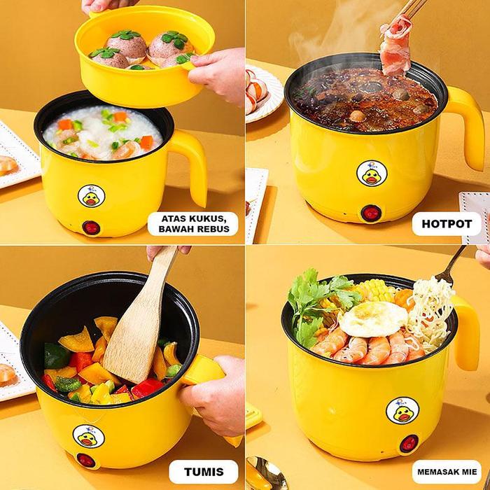 Panci Bebek Kuning+Pisau Dapur Set Gagang kayu/ Panci elektrik multifungsi+Kitchen Knife Set Pisau