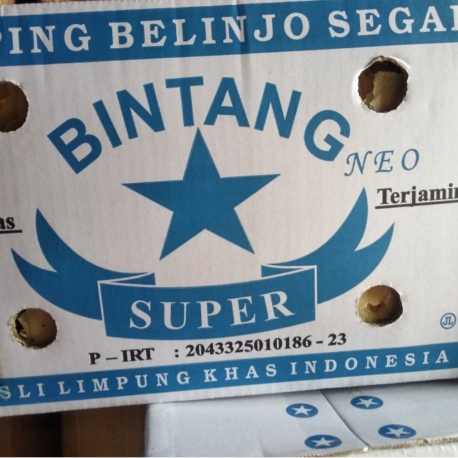 

Emping Belinjo Melinjo Segar Limpung Bintang Super Biru 1 Bal Dus 5 Kg