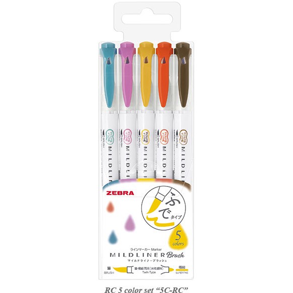 

Mildliner Zebra Brush ( Set-5 ) Highlighter Double Sided - Brush / Extra Fine