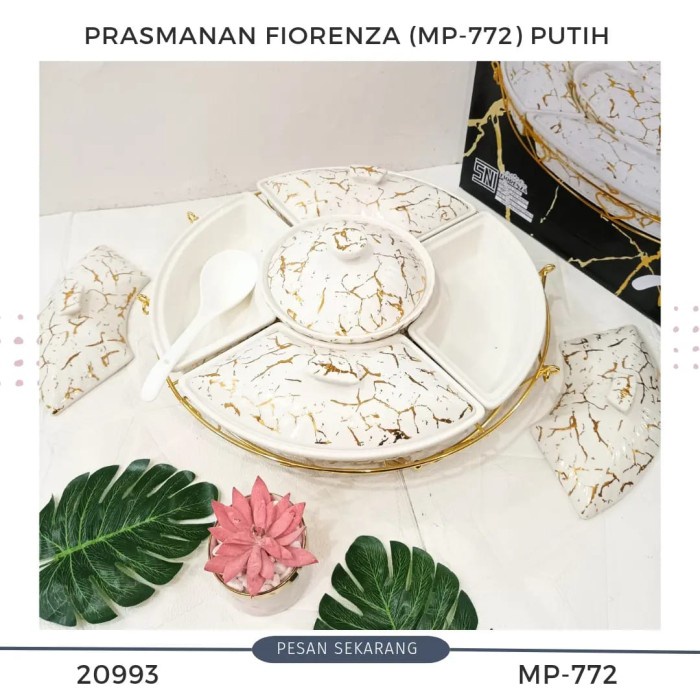 Termurah Prasmanan Putar Wadah Saji Keramik Set Motif Marble Fiorenza Mp-772
