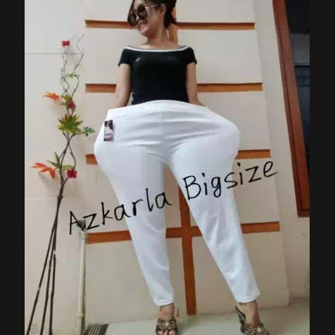 KeCe CELANA PANJANG POLOS PUTIH WANITA JUMBO SUPER/CELANA SCUBA JUMBO