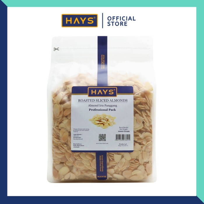 

Almond Iris Panggang 1KG / Roasted Sliced Almond 1KG - HAYS