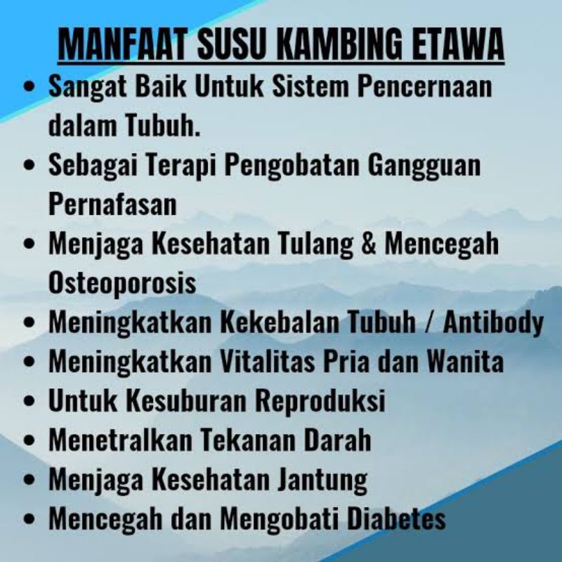 

Susu steril kambing etawa murni pasteurisasi 1liter