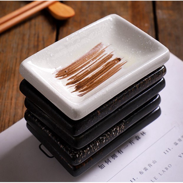 (Good) Yui Sauce Plate Square 3" / Piring Saos Kecap Keramik Jepang Kotak