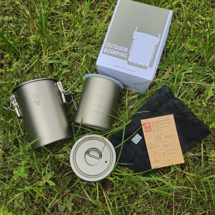 Keith Ti6300 900ml Titanium Pot Foldable Handle Multipurpose Titanium Rice Cooker