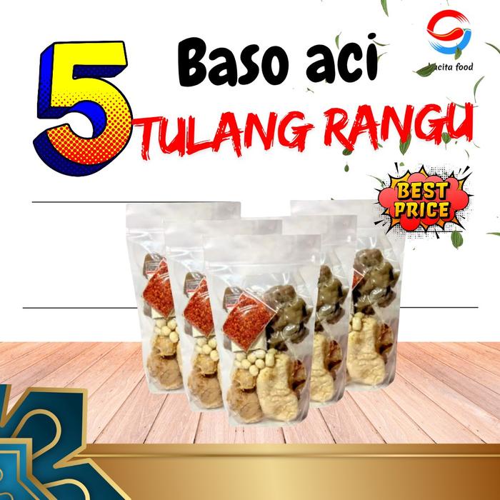 

Paket baso aci mini tulang rangu 5 bks -Bacita food bawang Merah Mie Pedas Seblak