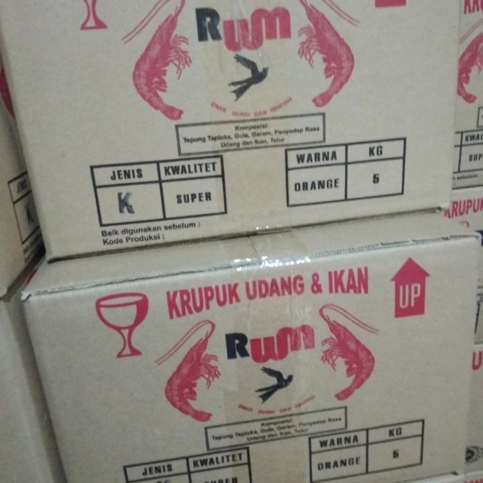 

Kerupuk Udang Ikan Walet/RWM/RUM Kancing Orange per 1 Dus/Karton 5 kg