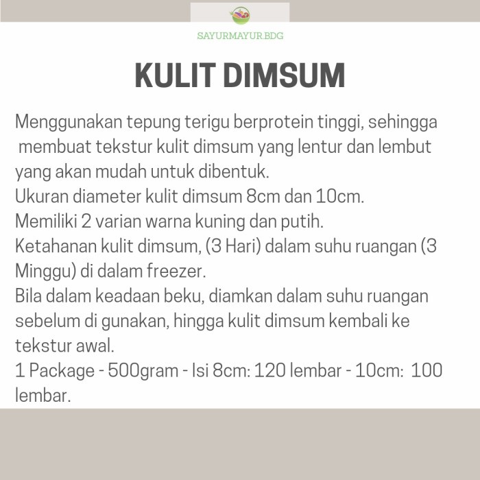 

Kulit Dimsum Isi 240 Lembar