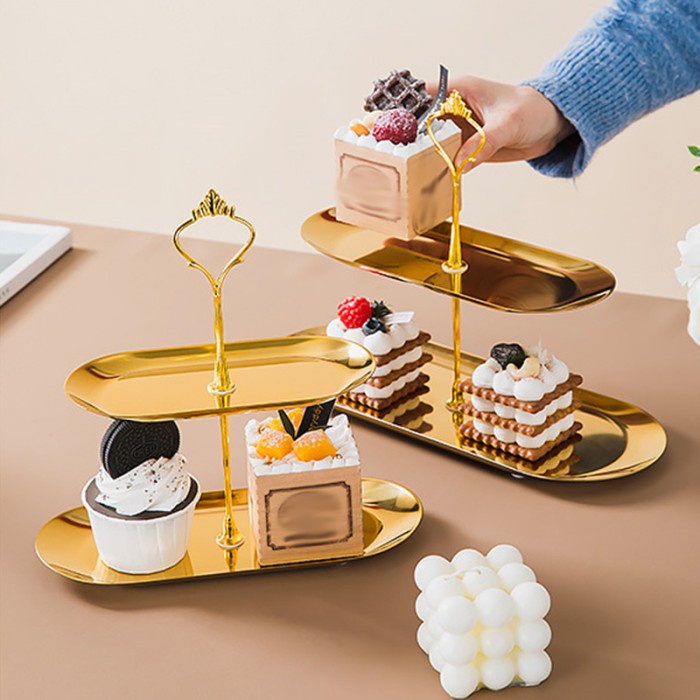 READY STOK TEMPAT KUE 2 TIER / 3 TIER / 4 TIER STAINLESS STEEL FRUIT PLATE CUP CAKE DISPLAY RACK